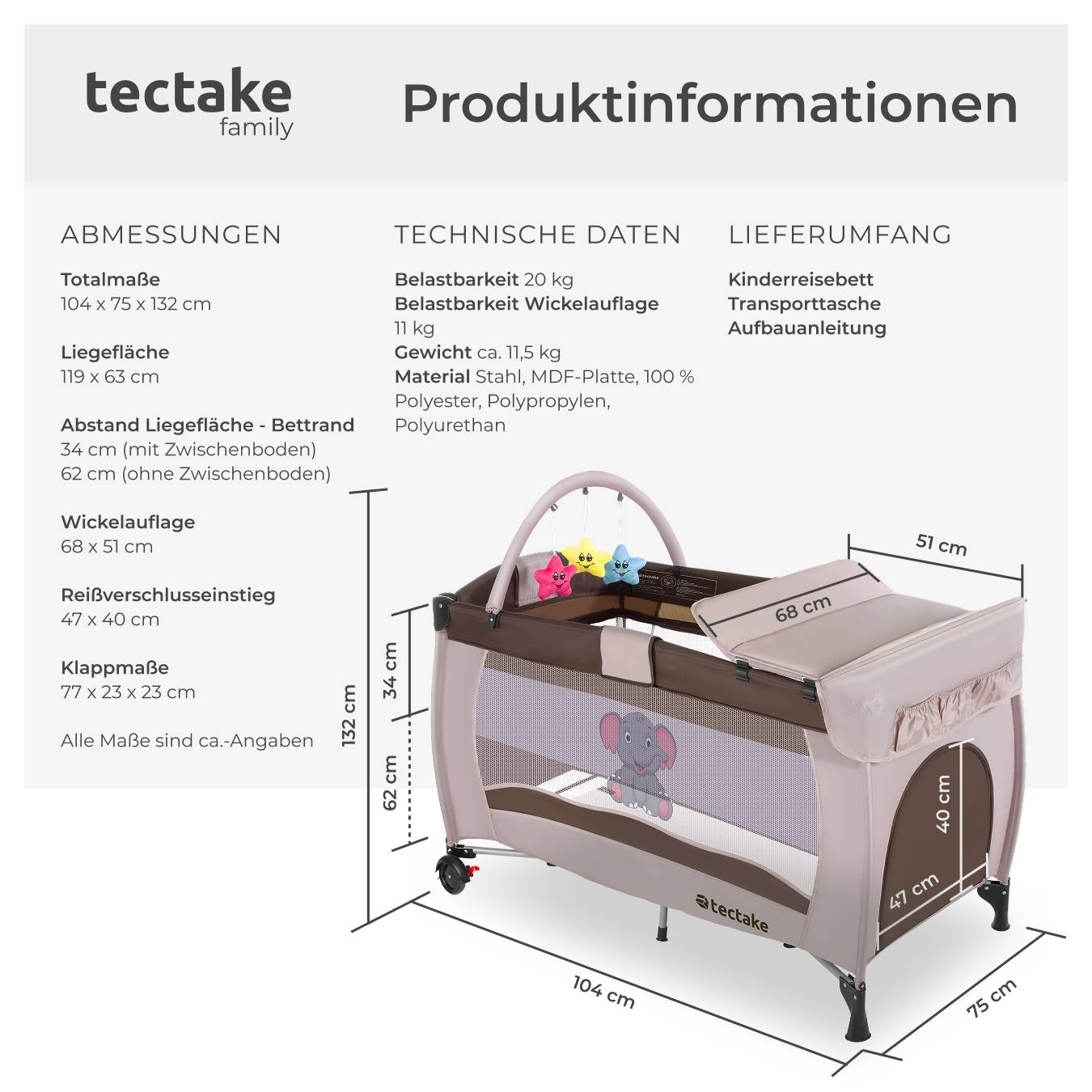 Kinder Reisebett Elefant