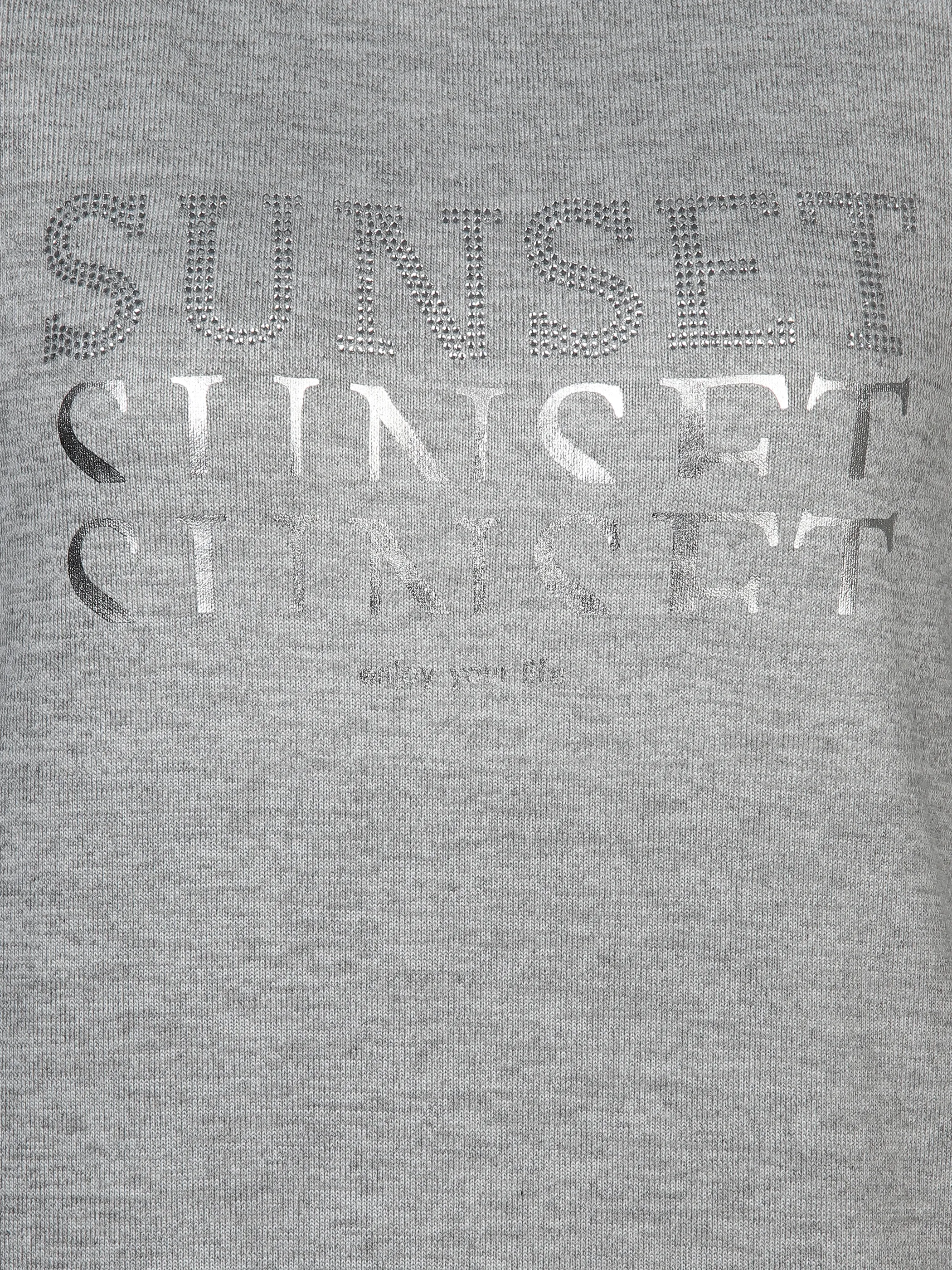 Damen Strickshirt mit Glitzerprint und Strassbesatz