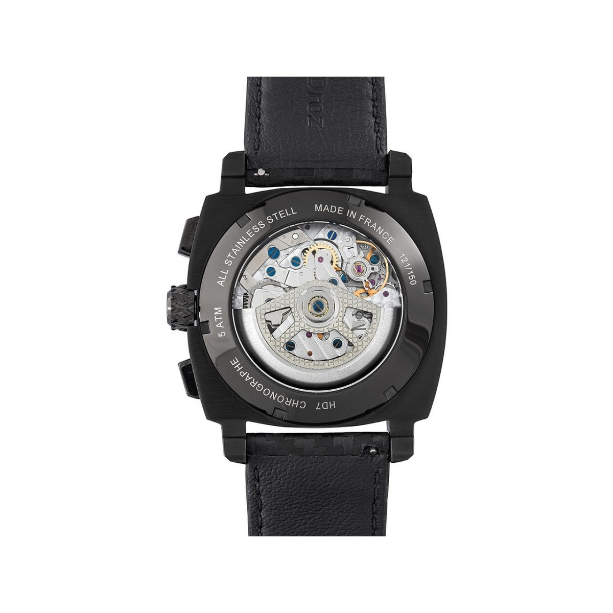 Montre HUMBERT-DROZ hd7 homme chronographe, bracelet cuir noir