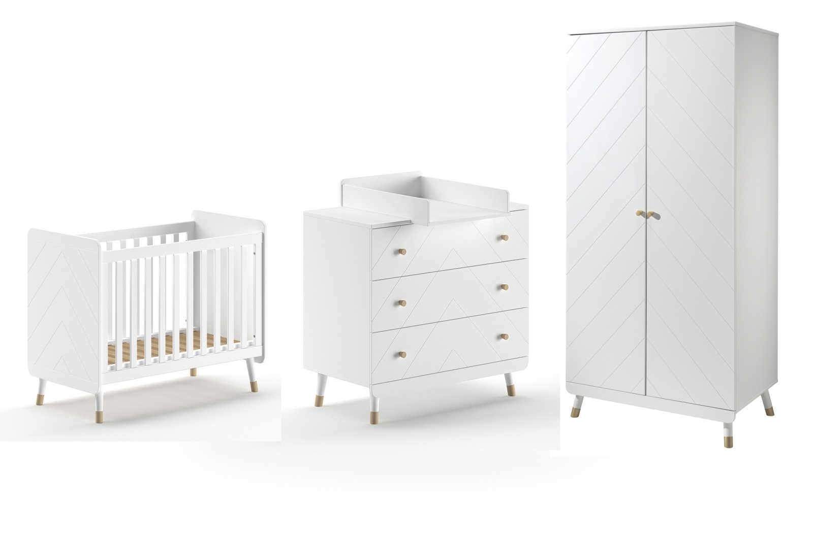 4-teiliges Babyzimmer-Set BILLY - weiß satin