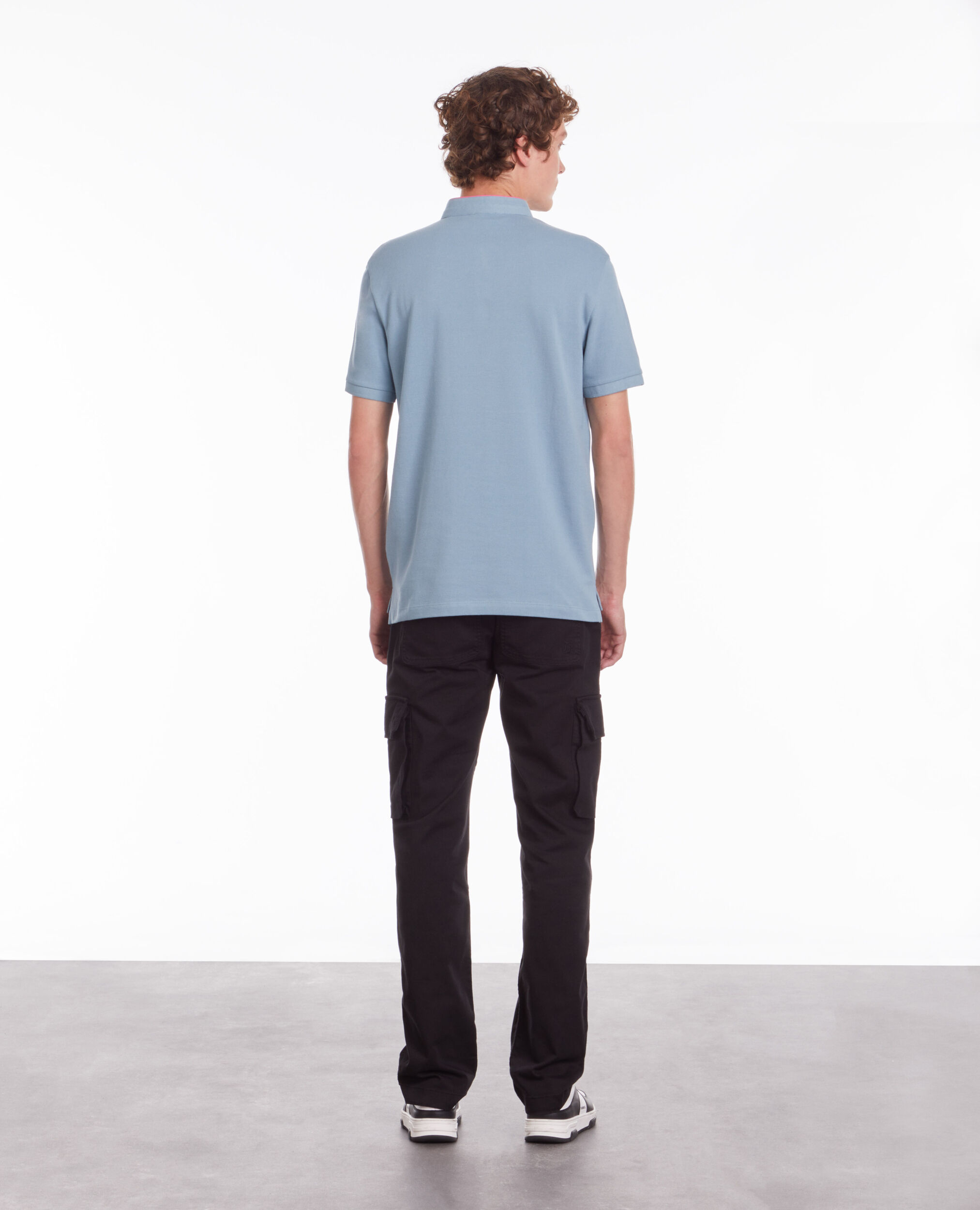 Polo bleu clair en coton