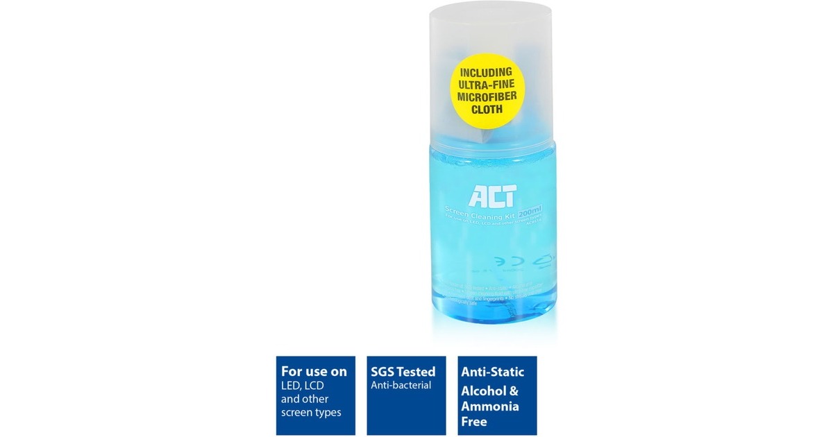 ACT ConnectivitySchermreiniging set, 200ml reinigingsmiddel