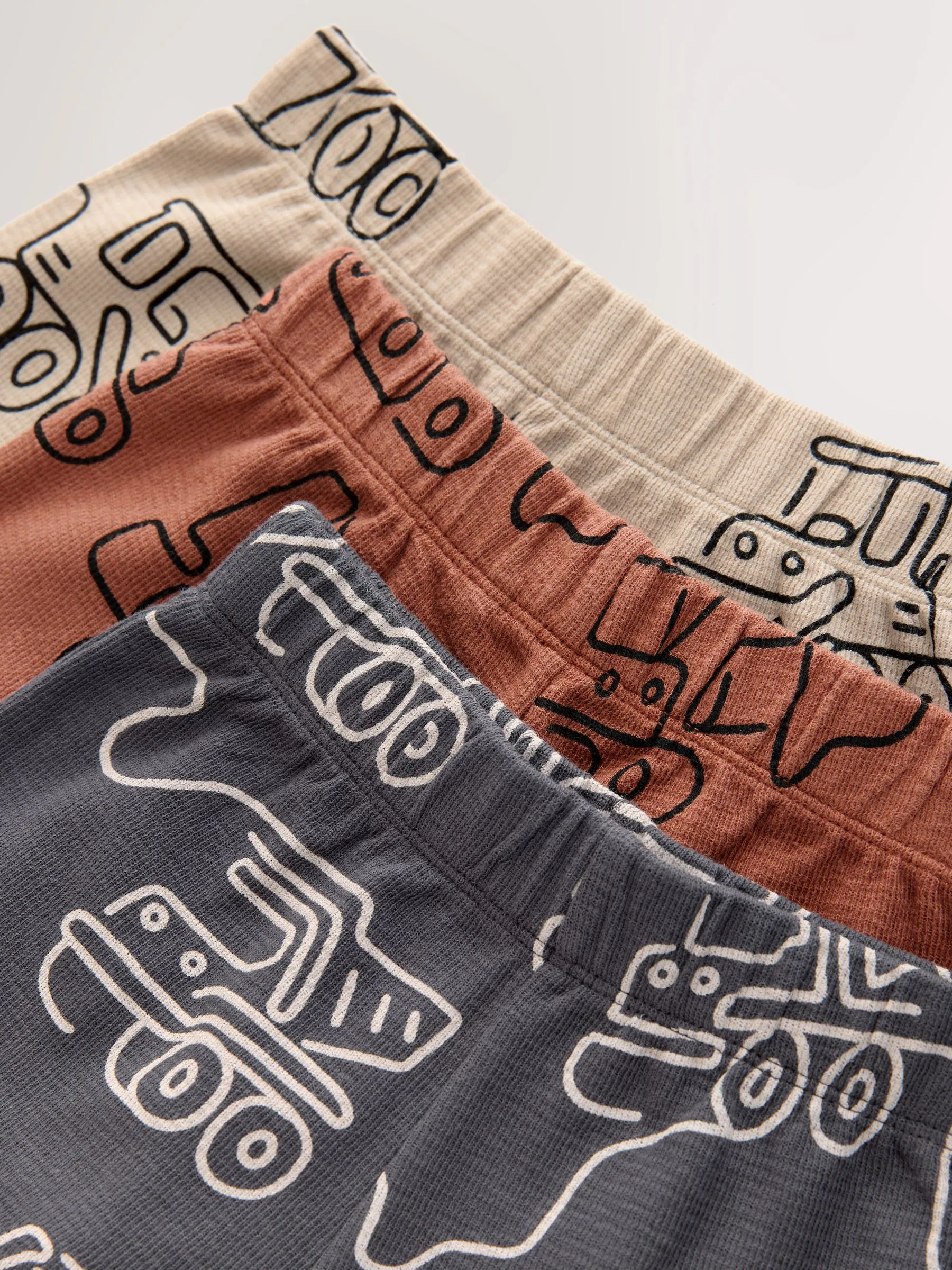 Groen/grijs lineaire print - Verpakking van 3 korte pyjama's (9mnd -10jr)