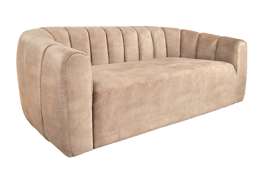 3-Sitzer Sofa BABYLON 200cm champagner beige Samt mit Ziersteppung