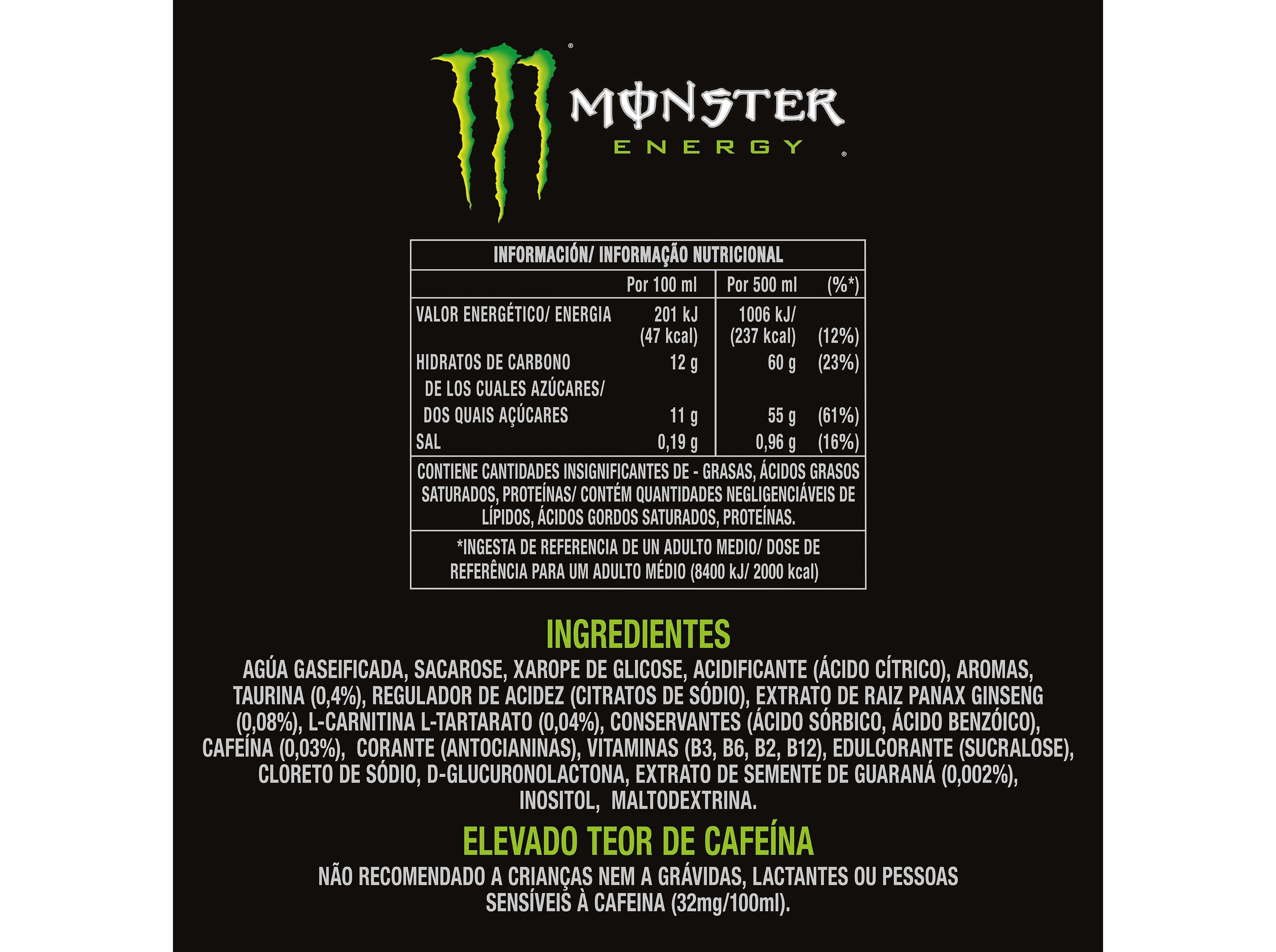 BEBIDA MONSTER ENERGÉTICA ENERGY GREEN 0.50L