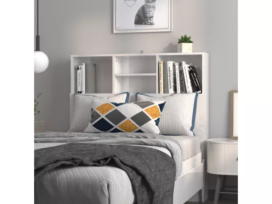 Armoire de tête de lit Blanc brillant 100x19x103,5 cm