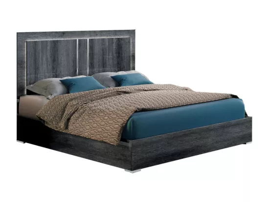 Chambre complète 140x190 Gris foncé brillant - ALEX