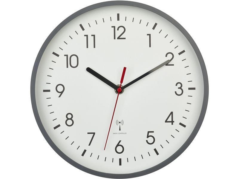 TFA Dostmann Funk-Wanduhr Funk-Wanduhr Grau Analoge Wanduhr