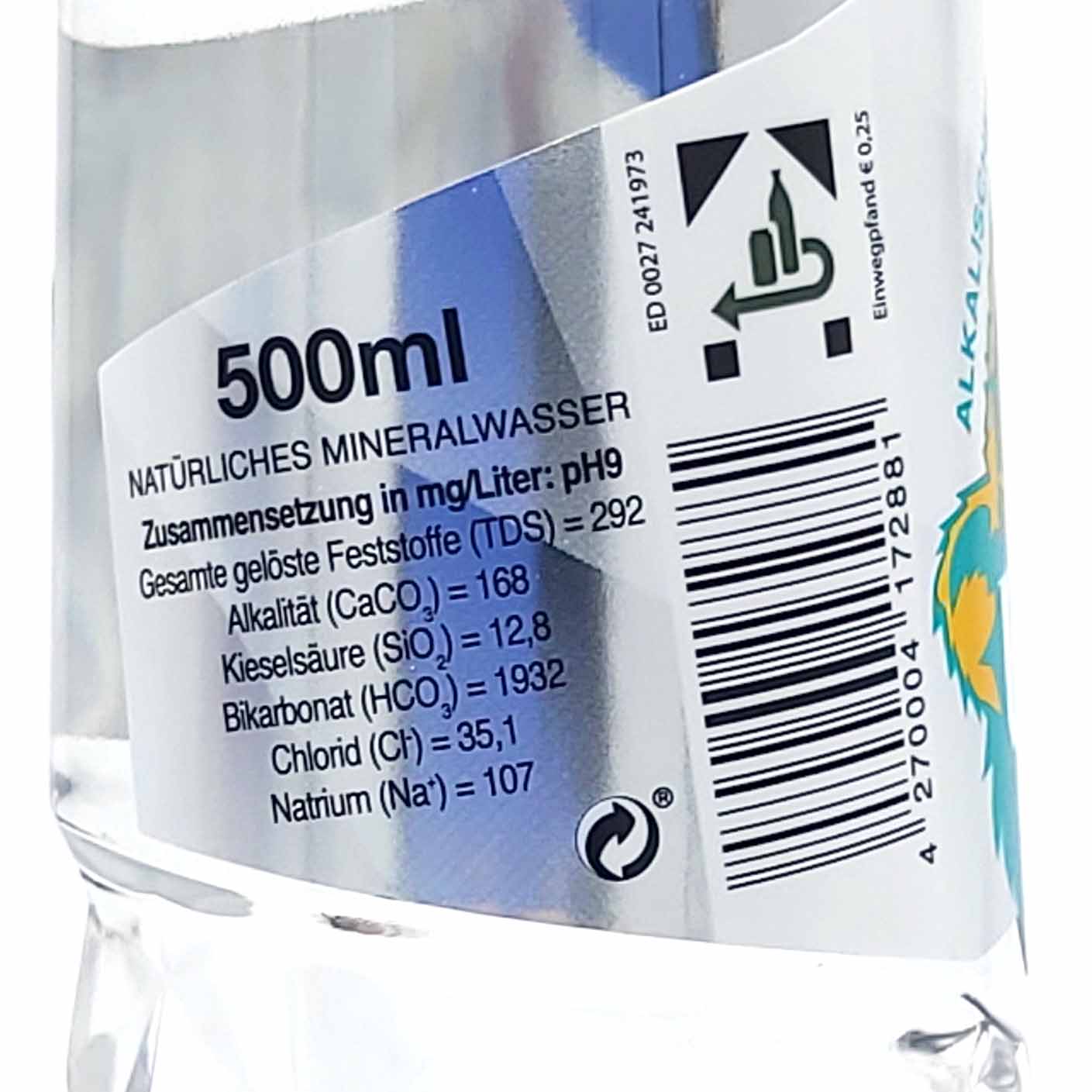 URSU 9 Natürliches Alkalisches Mineralwasser - 6x500ml MHD:10.6.26