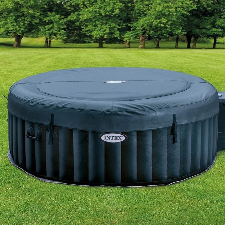 Intex 28432EX - Whirlpool aufblasbar PureSpa Bubble Massage, 6 Personen, 170 Düsen, Heizung, PVC, Navyblau, ⌀ 216x71 cm