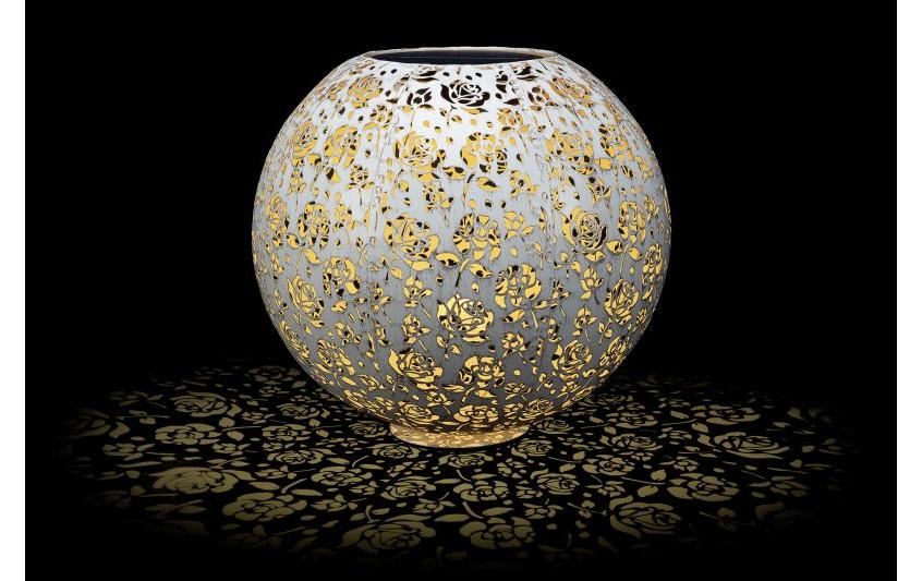 Windlicht Solar Antic Ball Baccara Ø 30 cm, WhiteSolarleuchte zum Aufstellen