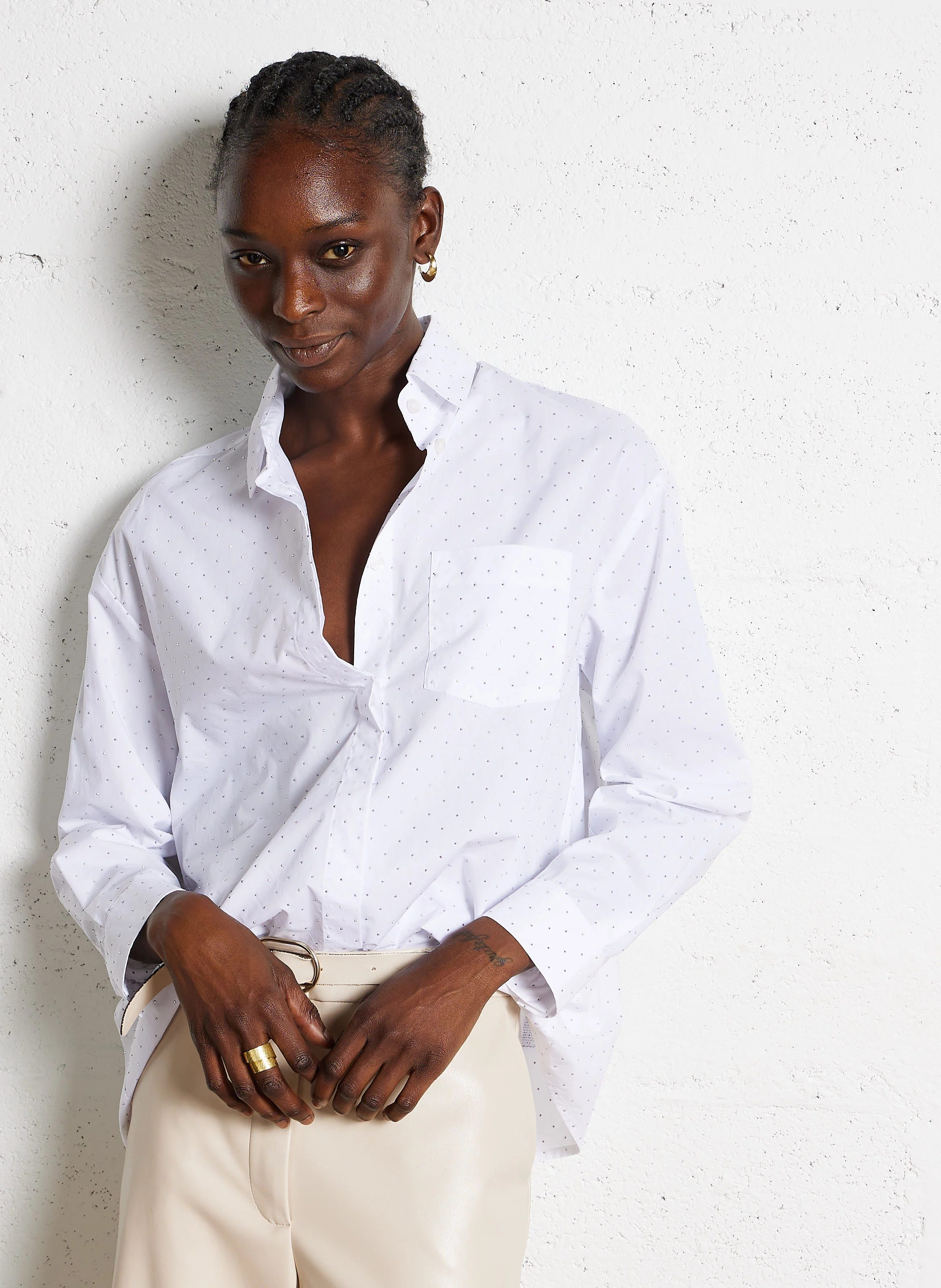 Chemise col classique en coton | Blanc