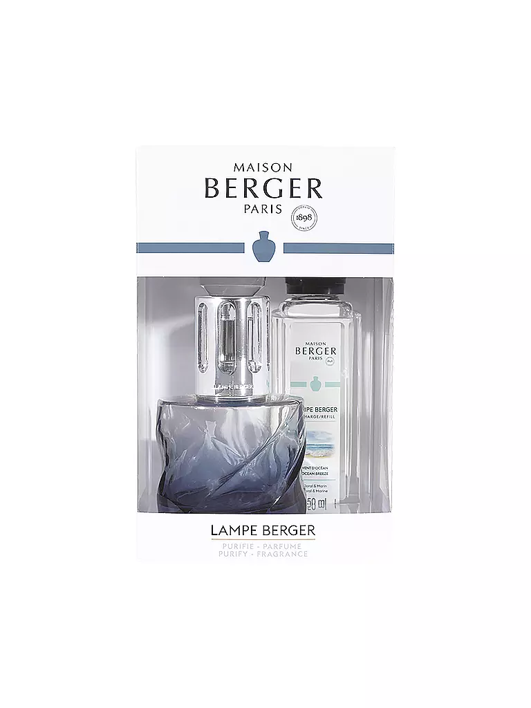 MAISON BERGER PARIS Lampe Berger Set FLACON SPIRALE BLEUE +250ml Vent D' Ocean hellblau