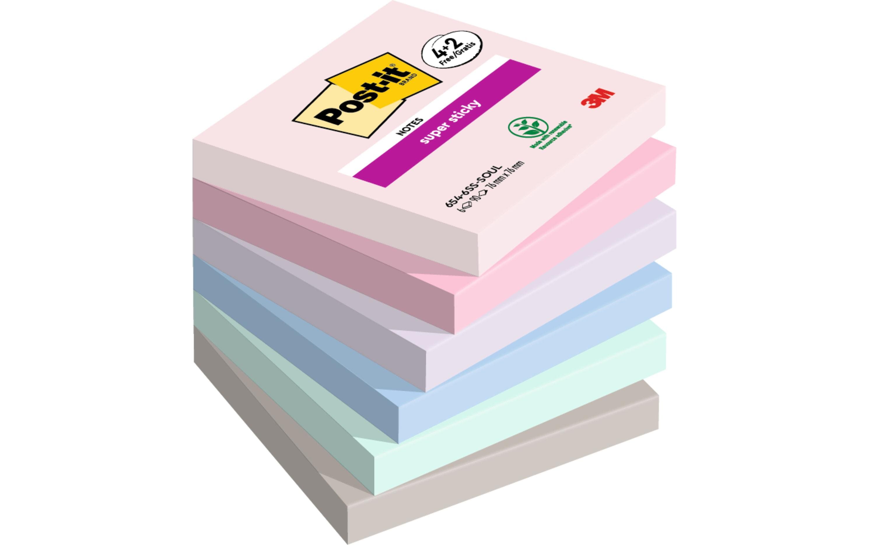 Notizzettel Super Sticky Promotion 7.6 x 7.6 cm, 6 Blöcke6 Post-it Blöcke, 4 + 2 Gratis