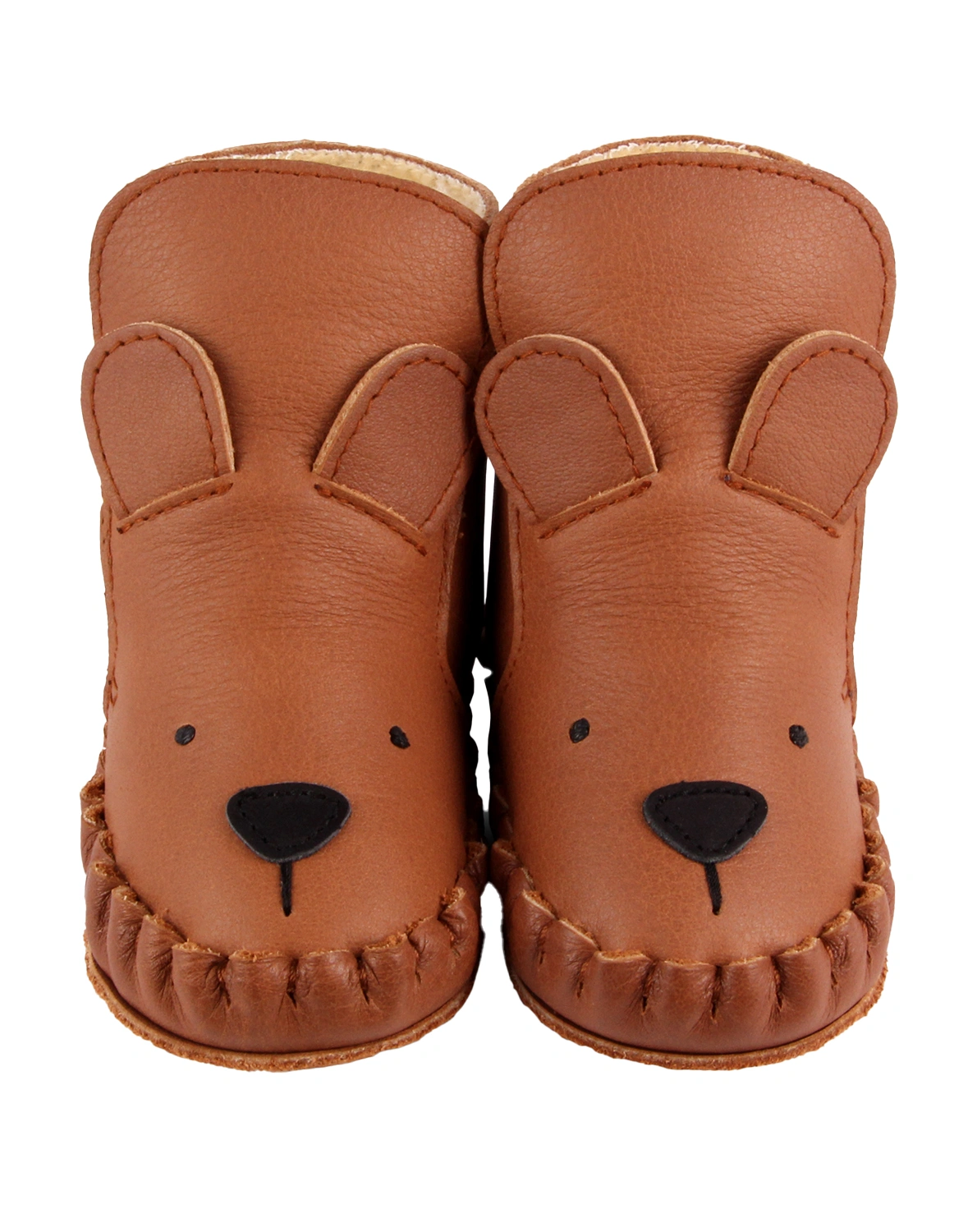 Krabbelschuhe KAPI CLASSIC - BEAR gefüttert in cognac
