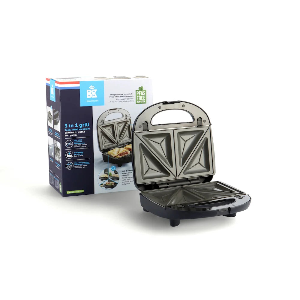 BK Connect 3-in-1 Grill (Tosti/Wafel/Panini) PFAS vrij
