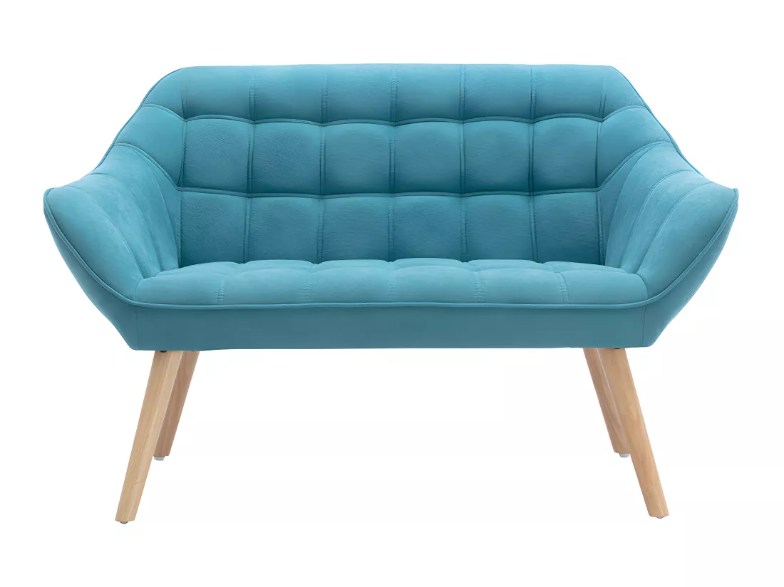 Canapé 2 places et fauteuil en tissu bleu CASERTA