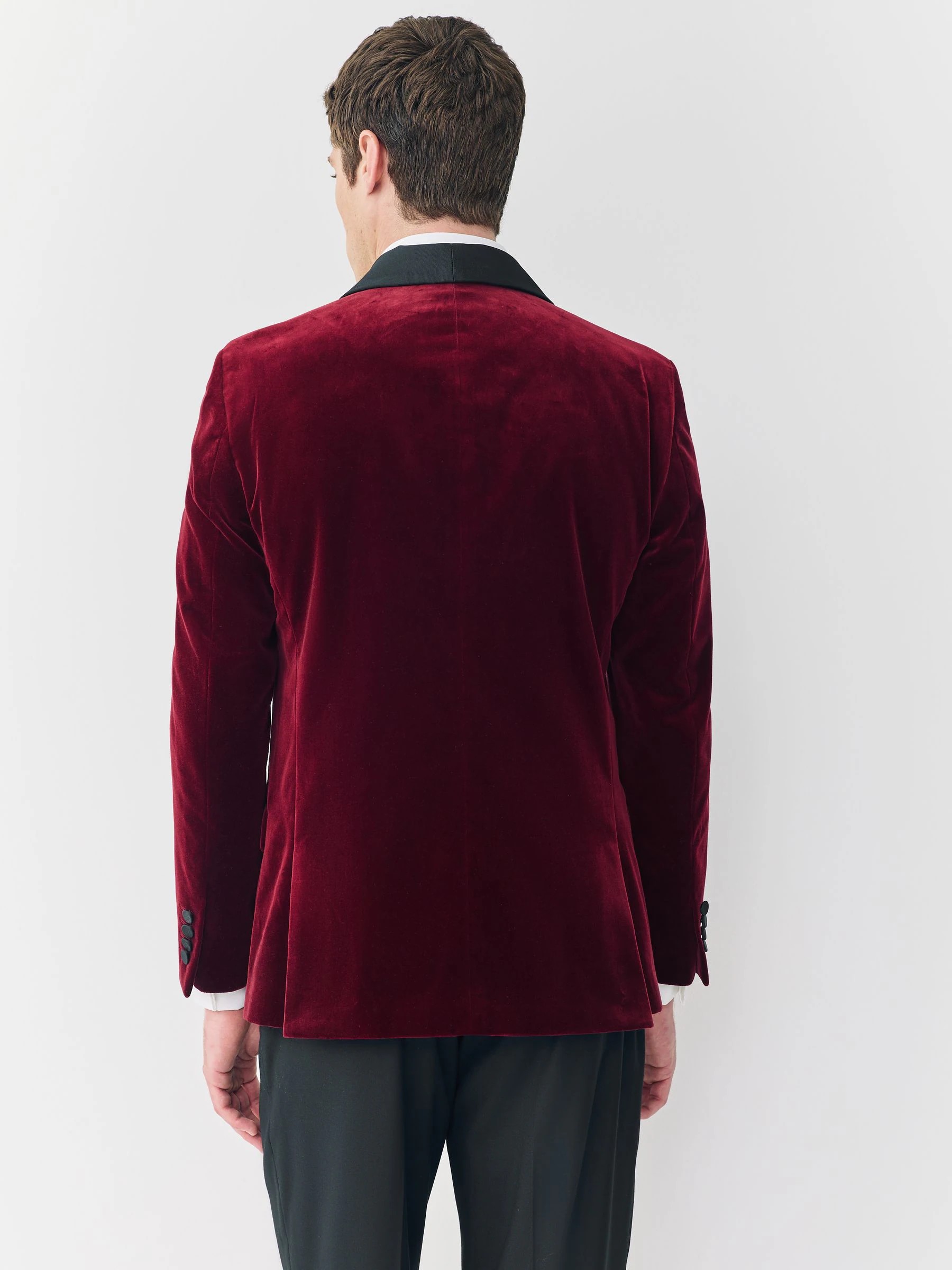 Bordeauxrood - Slim Fit - Signature Pontoglio Italian Velvet Blazer With Shawl Lapel