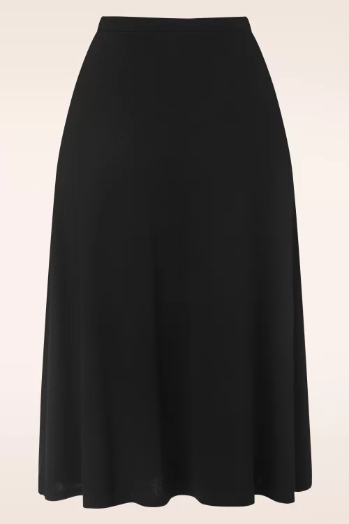 King Louie Juno Milano crepe midi rok in zwart