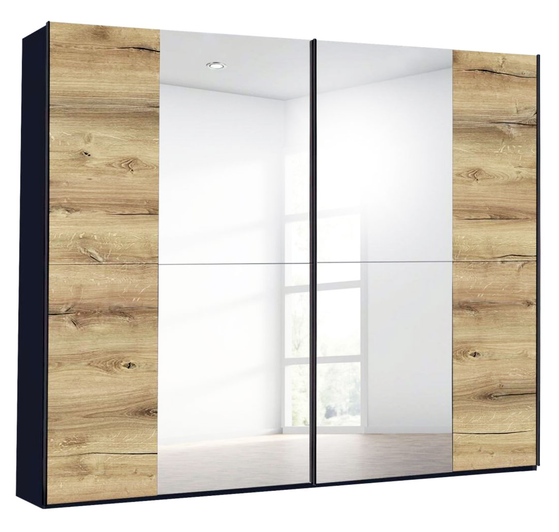 Schwebetürenschrank - schwarz - Atlantic Oak - 239 cm