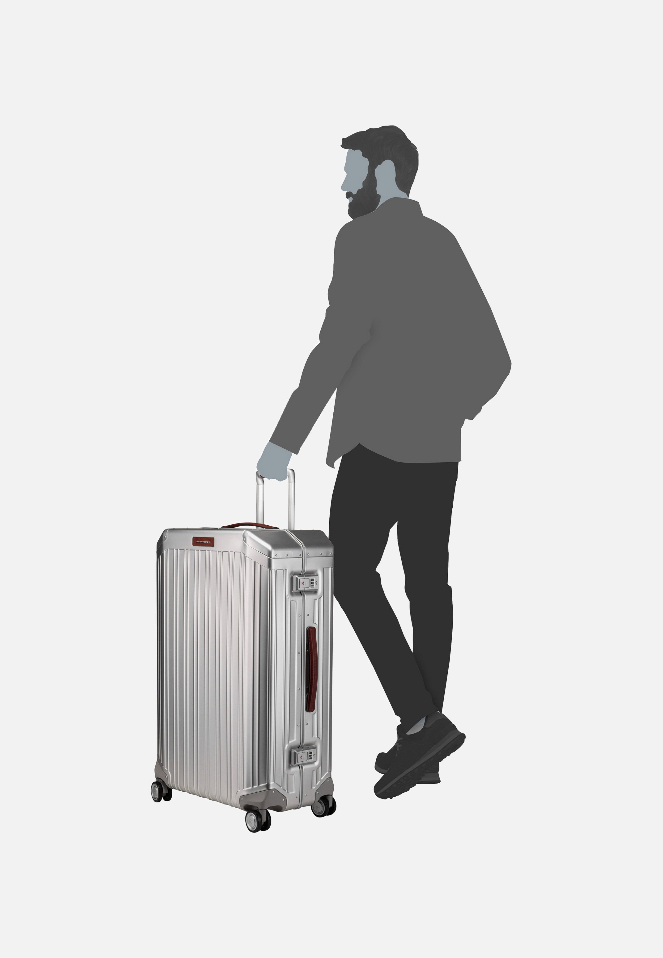 PQ Alu Big Size Spinner Grigio-Cuoio - Koffer
