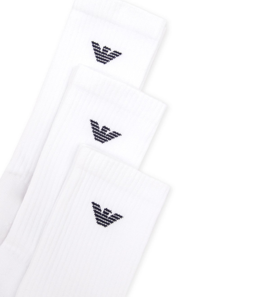 Emporio Armani - Pacote com 3 pares de meias curtas brancas