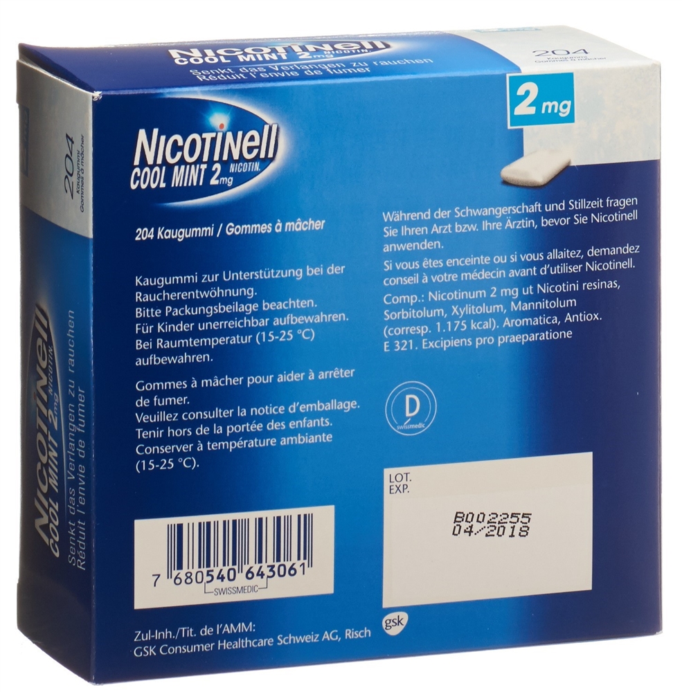 NICOTINELL Gum Kaupast 2 mg cool mint Blist 204 Stk