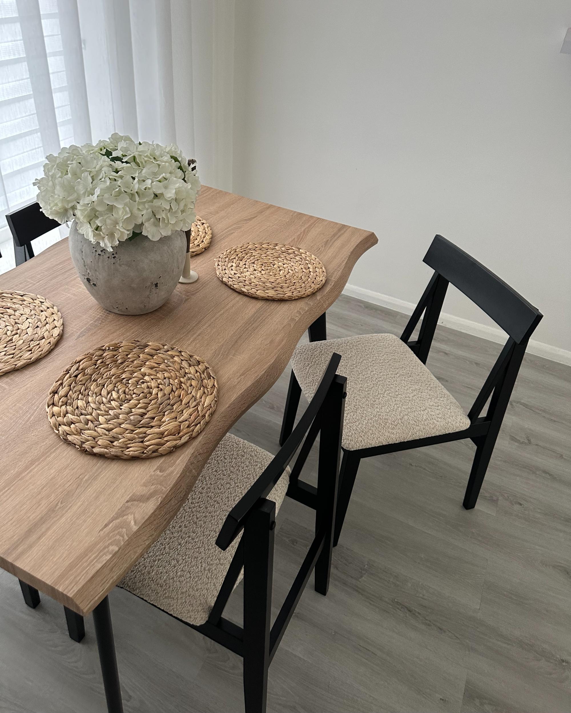 Set van 2 eetkamerstoelen ISLE Hout Zwart/beige