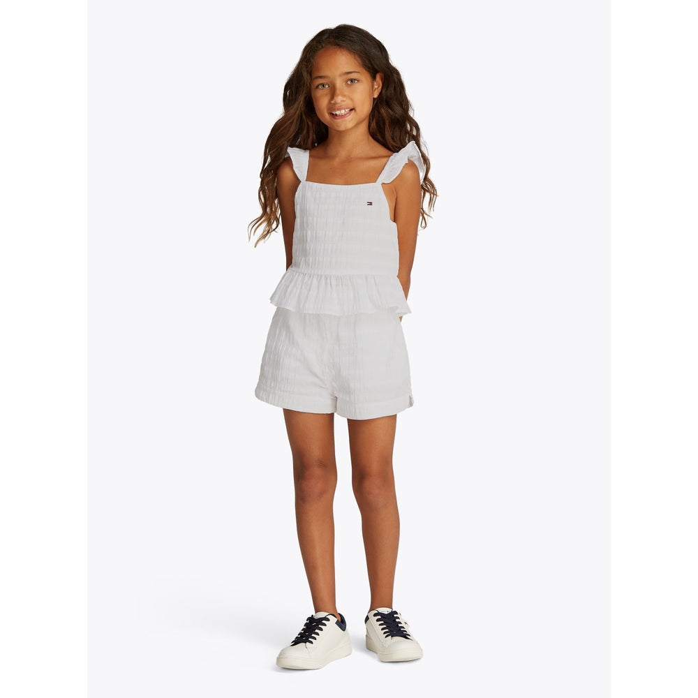 Køb Tommy Hilfiger White Textured Bomuld Top