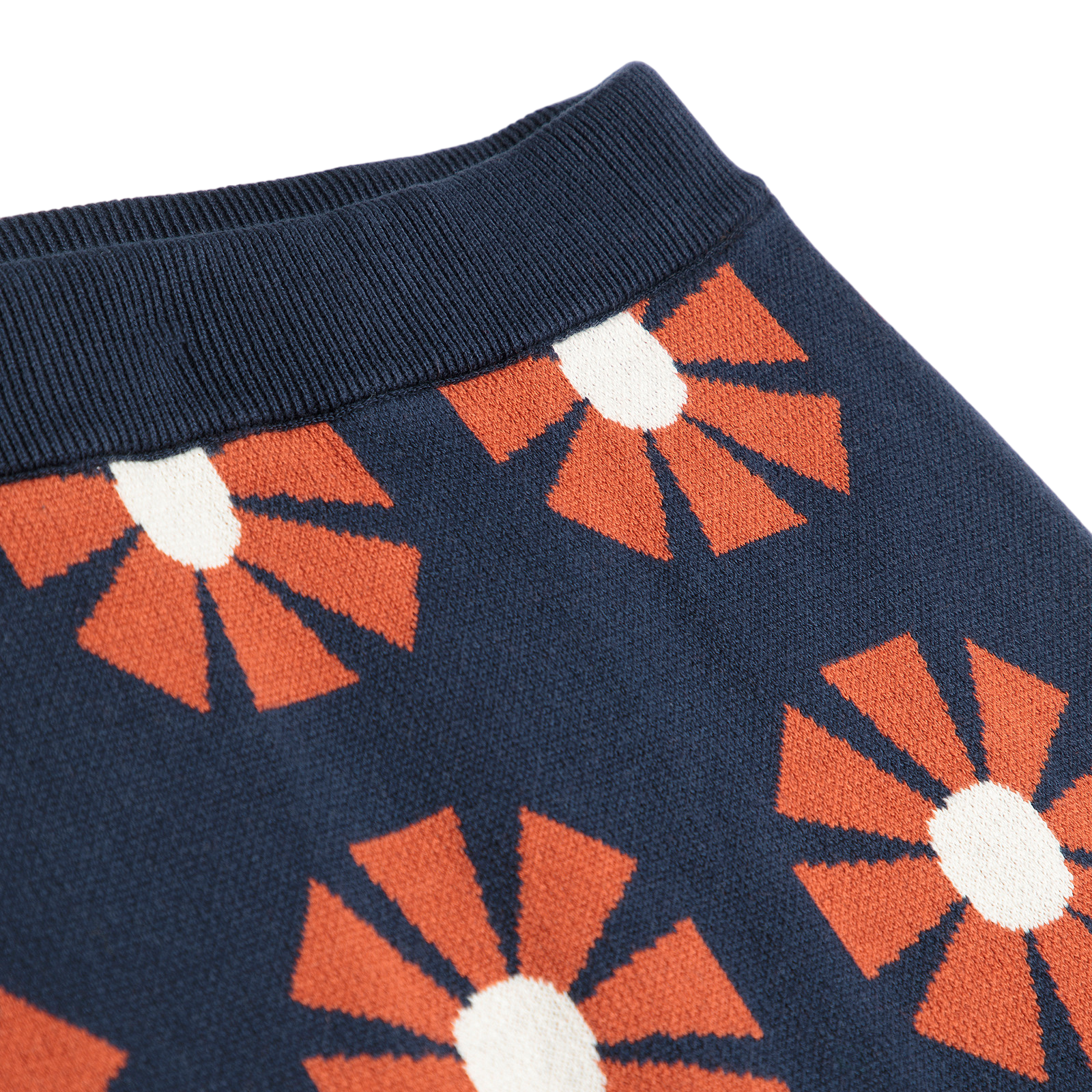 Adult Rock Flower Jacquard Midi Navy Blue