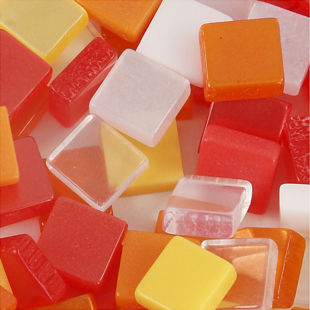Minimosaik - Str. 5X5 MM - Tykkelse 2 MM - Rød/Orange Harmoni - 25 G