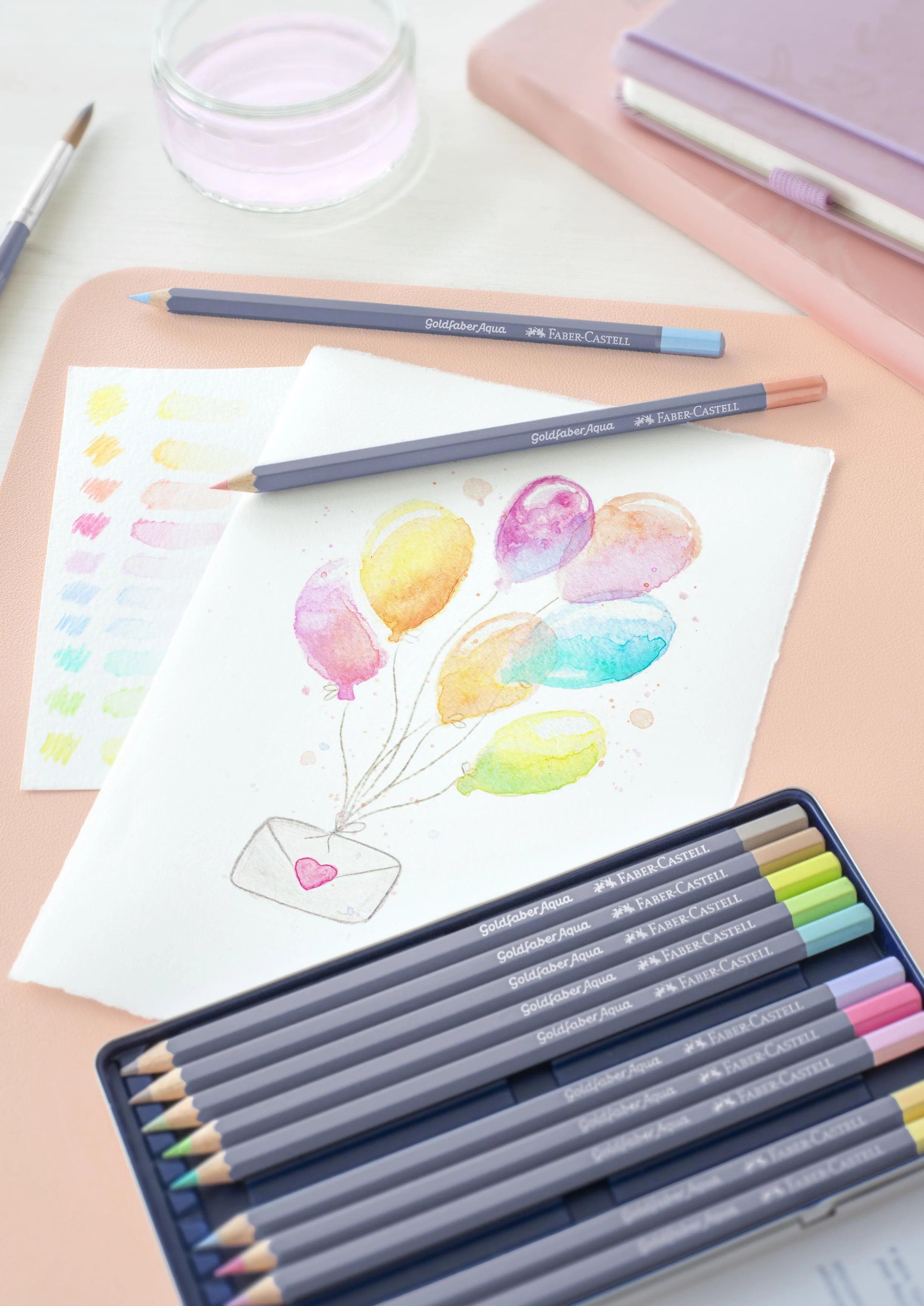 Faber-Castell - Gofa Aqua metal box of 12 pastel colours (114622)