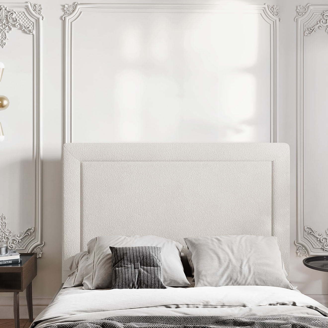 CXL by Christian Lacroix Tête de lit velours bouclé Marie beige - 160x120 cm