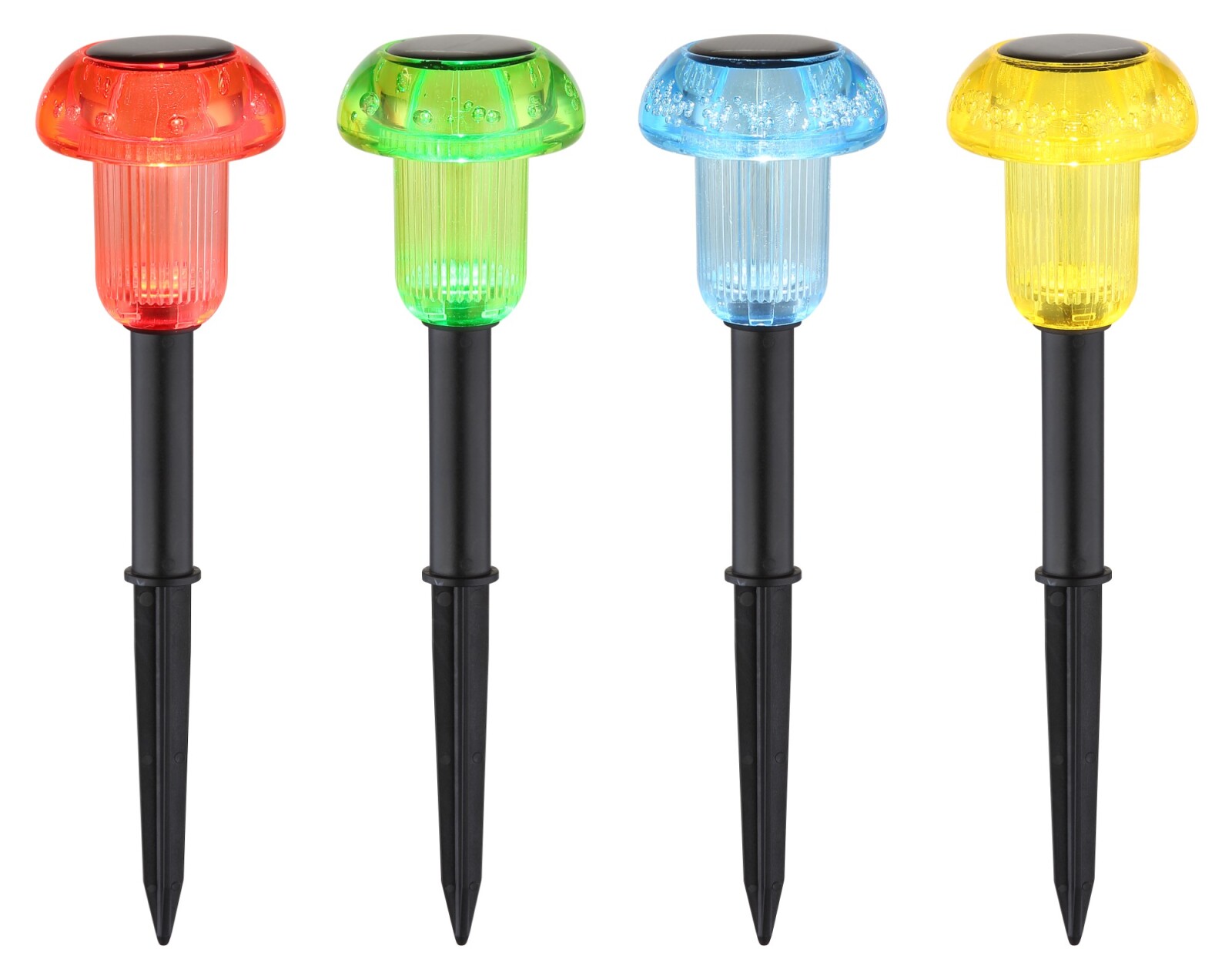 4er-Set Solarleuchte - schwarz - 4 Farb-LEDs