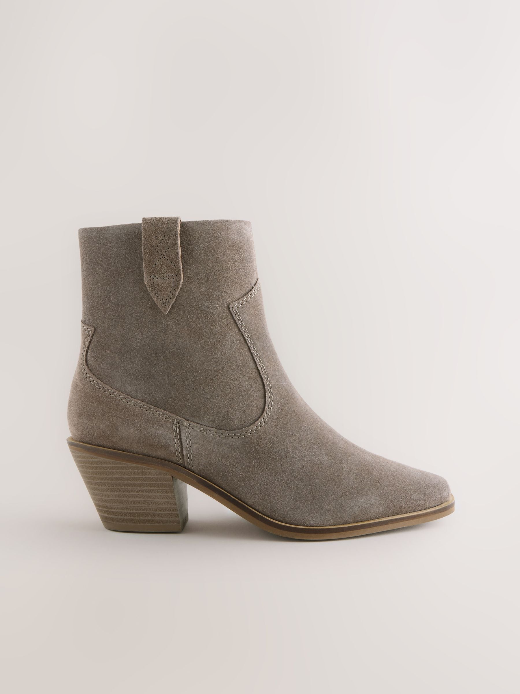 Nertsgrijs/bruin - Cowboy Block Heel Ankle Boots