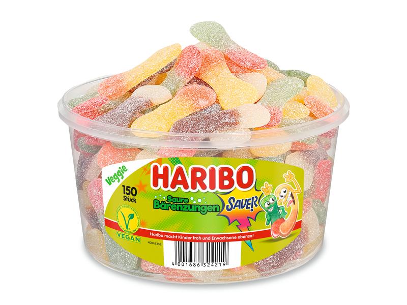 Haribo Gummibonbons Saure Bärenzungen vegan 150 Stück Gezuckerte Fruchtgummis