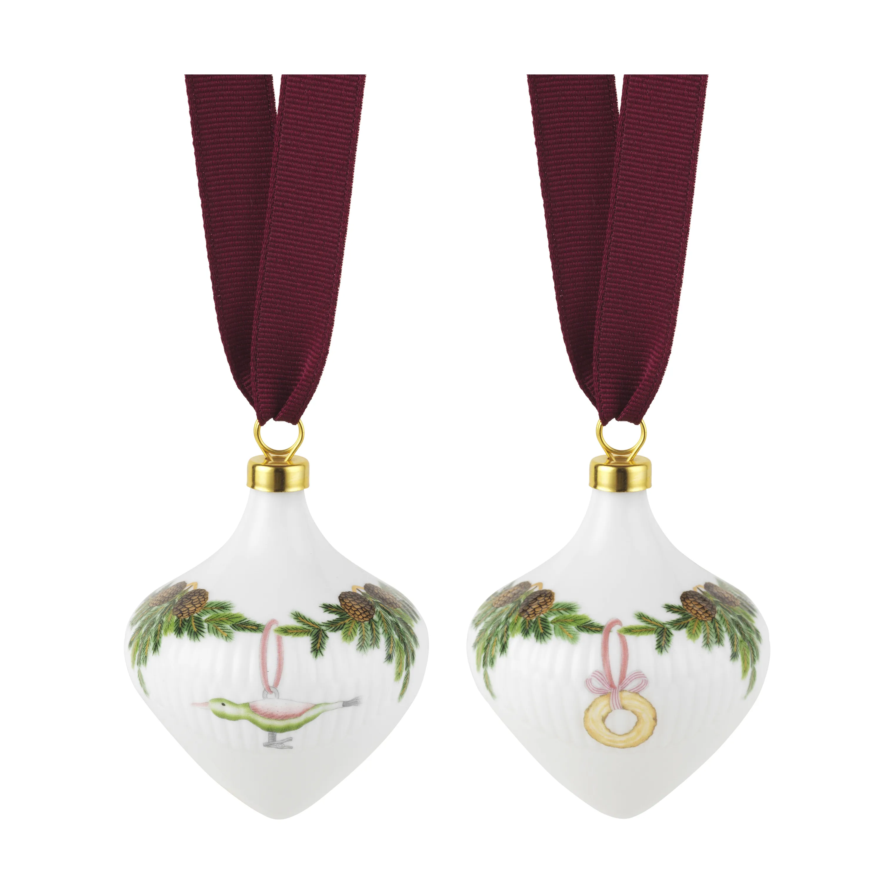 Royal Copenhagen Stjerne Riflet Jul Julekugler - 2 stk.