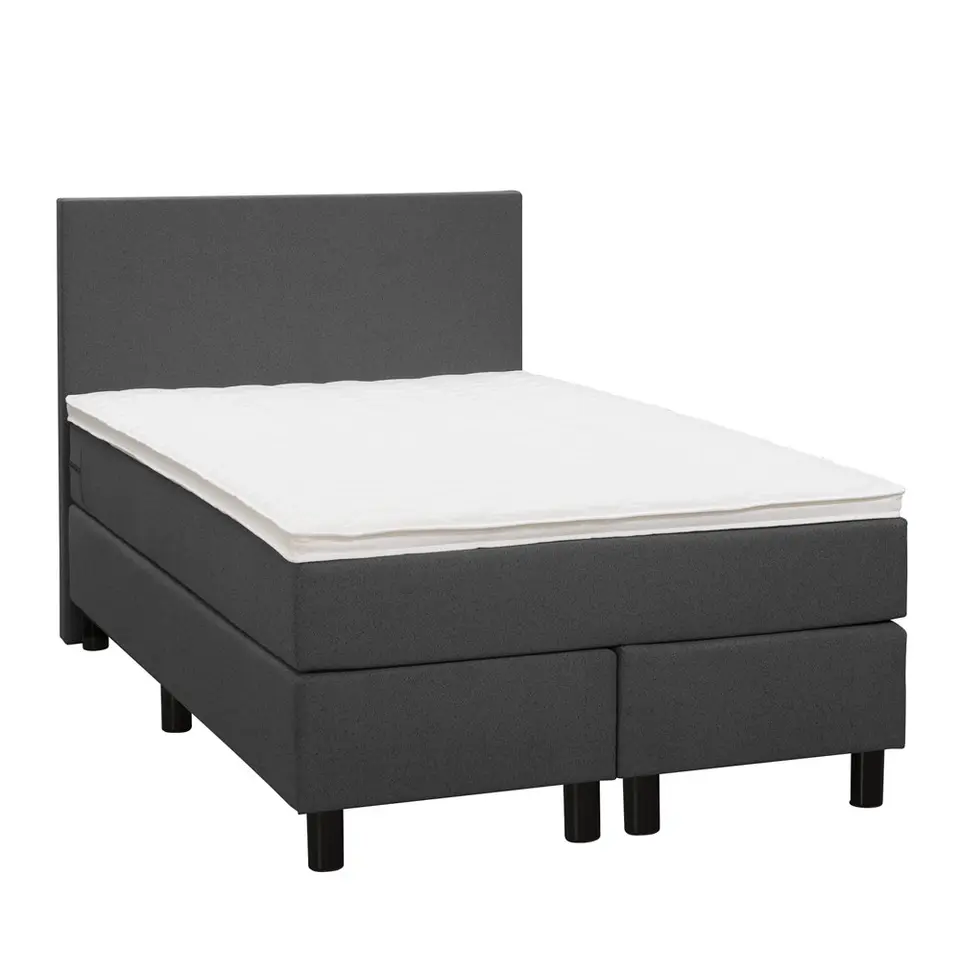 Boxspring Liv egaal - antraciet - 120x200 cm - ronde poot
