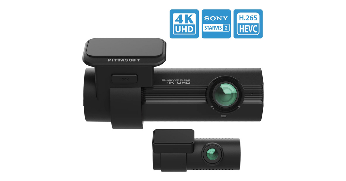 BlackVueDashCam DR970X-2CH plus 64GB  (Zwart, 4K UHD voor + Full HD achter | Wi-Fi | Cloud | GPS | Dual Sony sensoren)