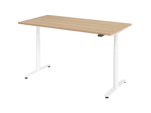 Höhenverstellbarer Schreibtisch 160 x 80 cm Eiche/ Weiß