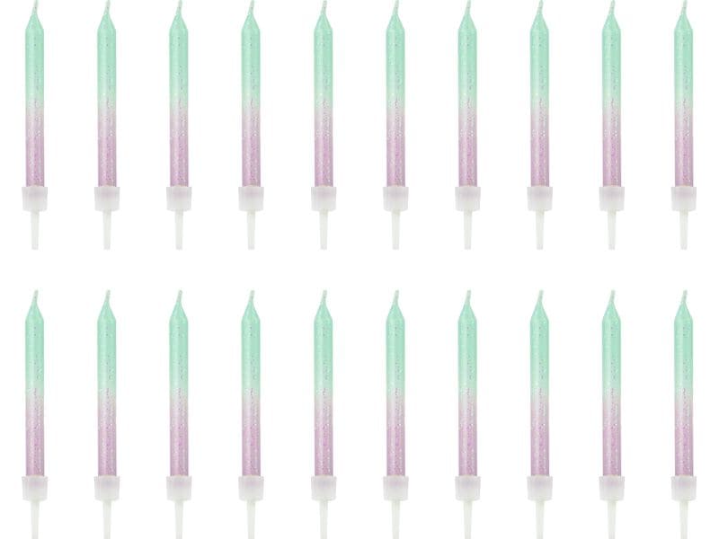 Partydeco Kerze Ombre 20 Stück Glitzer-Geburtstagskerzen
