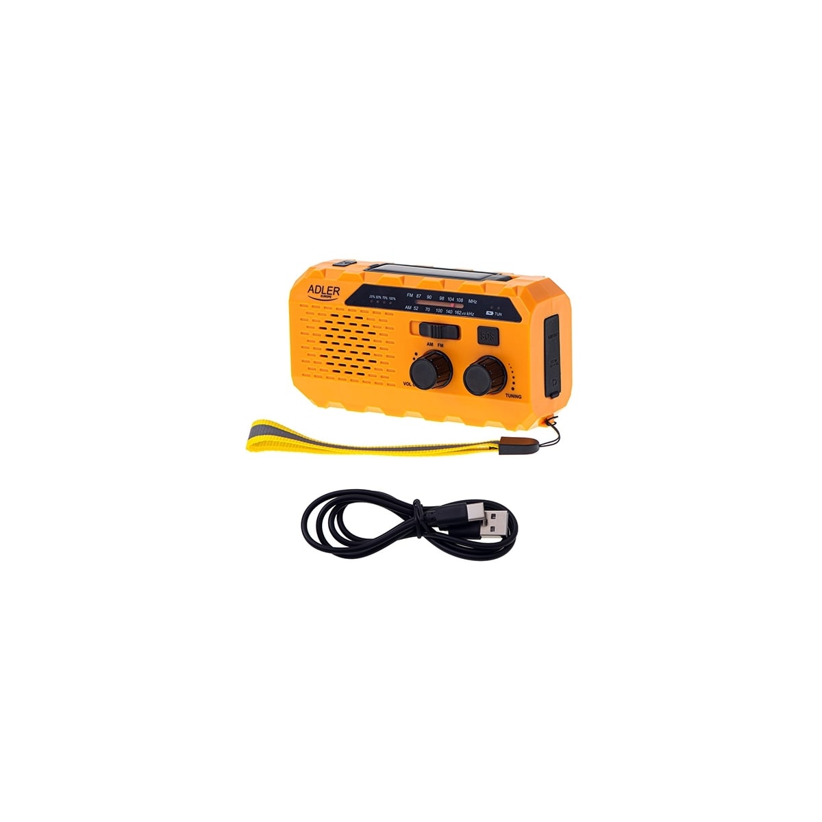 Nødradio / Veiradio med lommelykt, solceller og powerbank