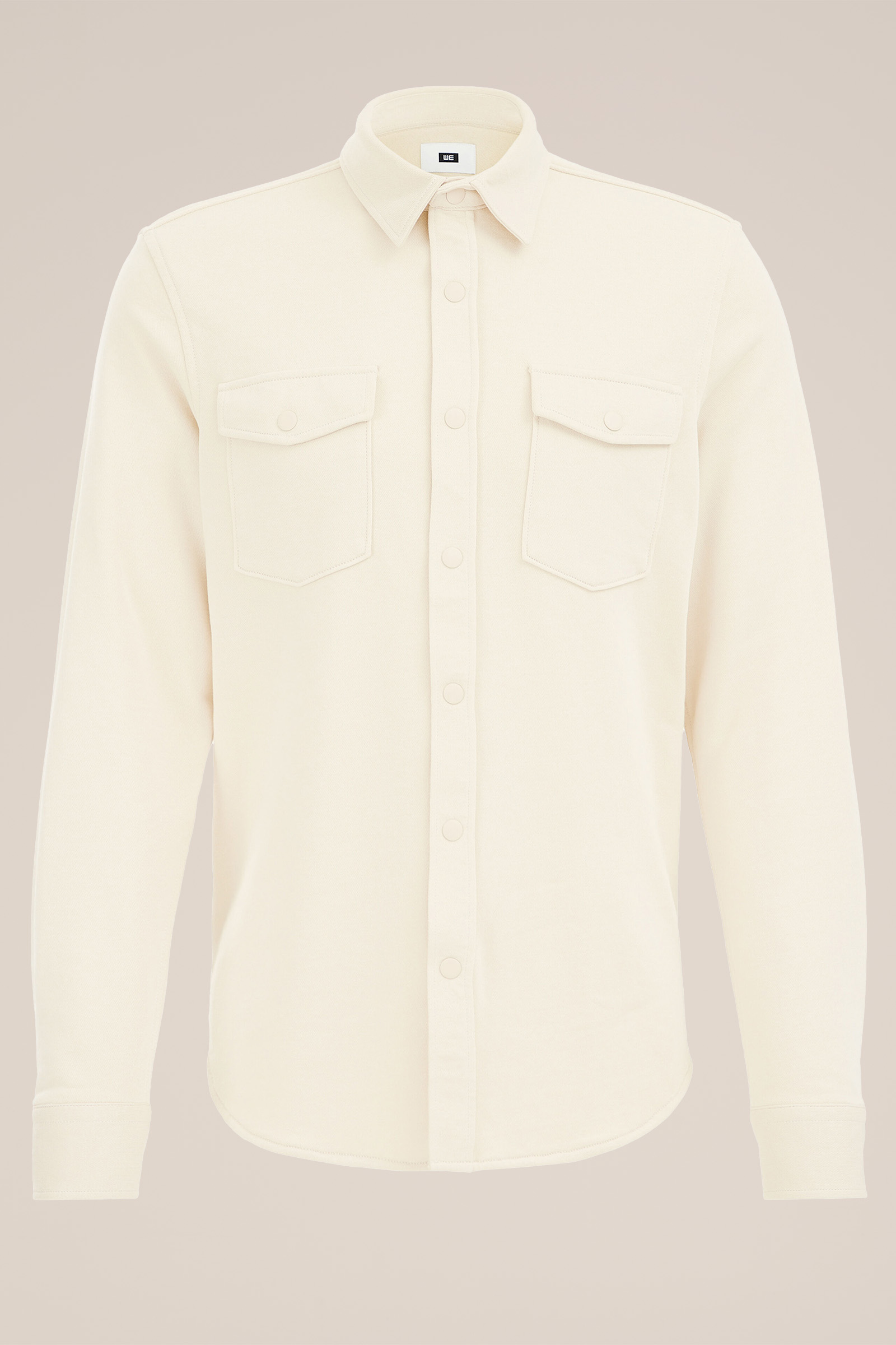 gebreid smart overshirt van katoenmix Fundamentals Beige