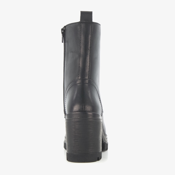 Harper leren dames veterboots met hak zwart