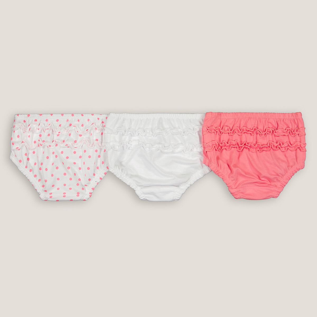 COLEÇÃO LA REDOUTE<br>Conjunto de 3 calcinhas com babados nas costas