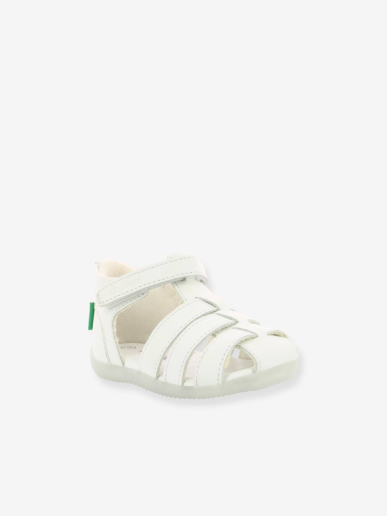 Sandálias de couro infantil KICKERS® Bigflo-2 Iconique Biboo, brancas