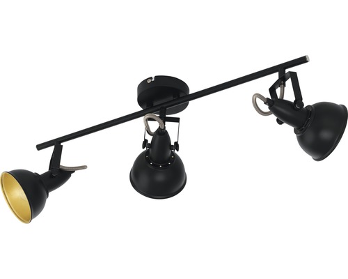 FLAIR plafondspot, 3-lichts, L 55 cm, zwart/mat/goud