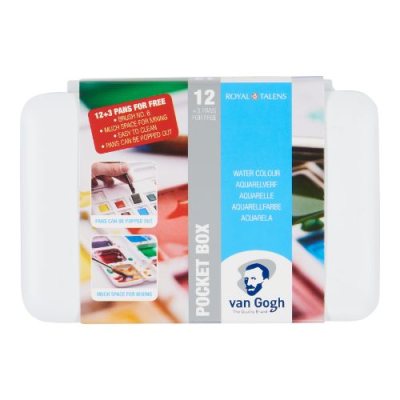 Van Gogh Watercolour Pocket Box Basic Colours 12 Half Pan + 3 Free