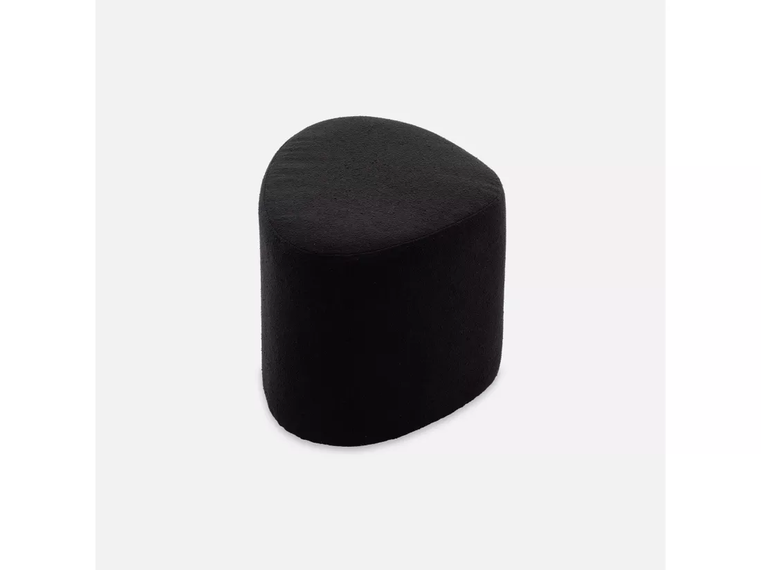 tabouret. pouf en forme de galet en tissu noir. TAO L 60 x P 44 x H 40cm