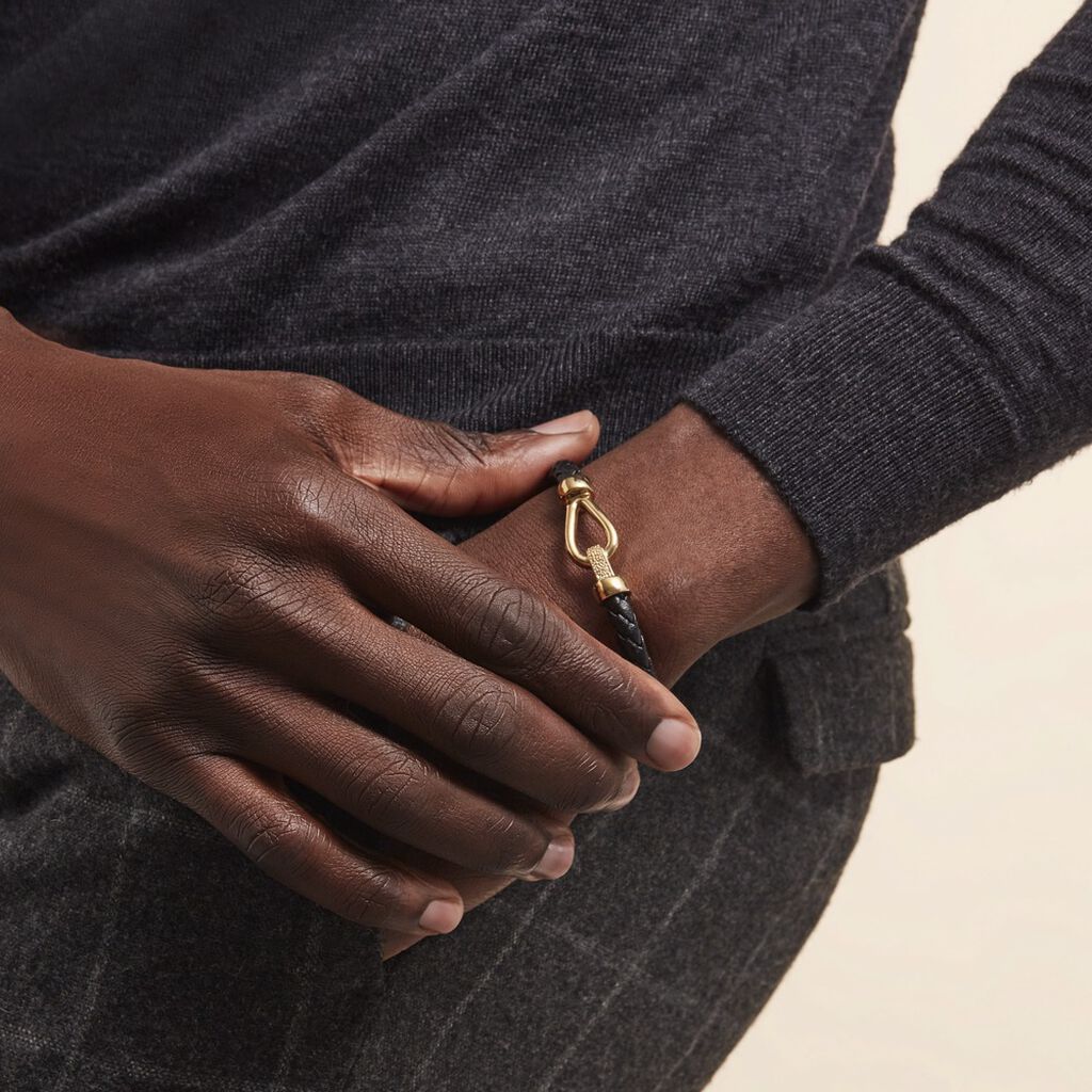 Bracelet Plaqué Or Steve Cuir